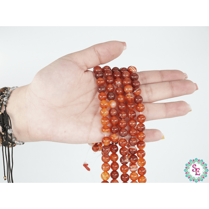 SARTA DE PIEDRA NATURAL LISA AGATA # 8MM NARANJA 2