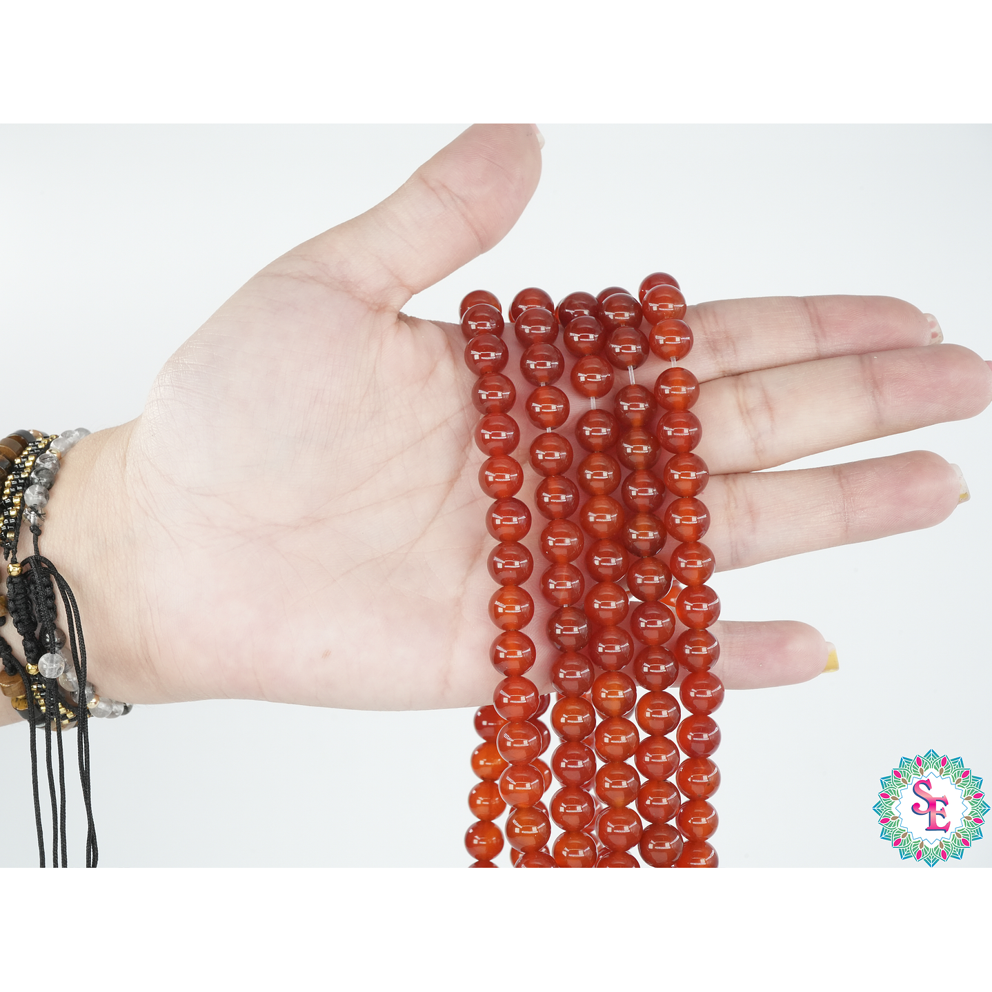 SARTA DE PIEDRA NATURAL LISA AGATA # 8MM CORNALINA 2