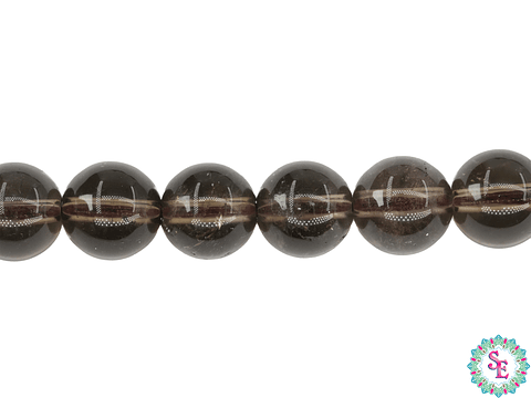 SARTA DE PIEDRA NATURAL LISA # 8MM  CUARZO AHUMADO