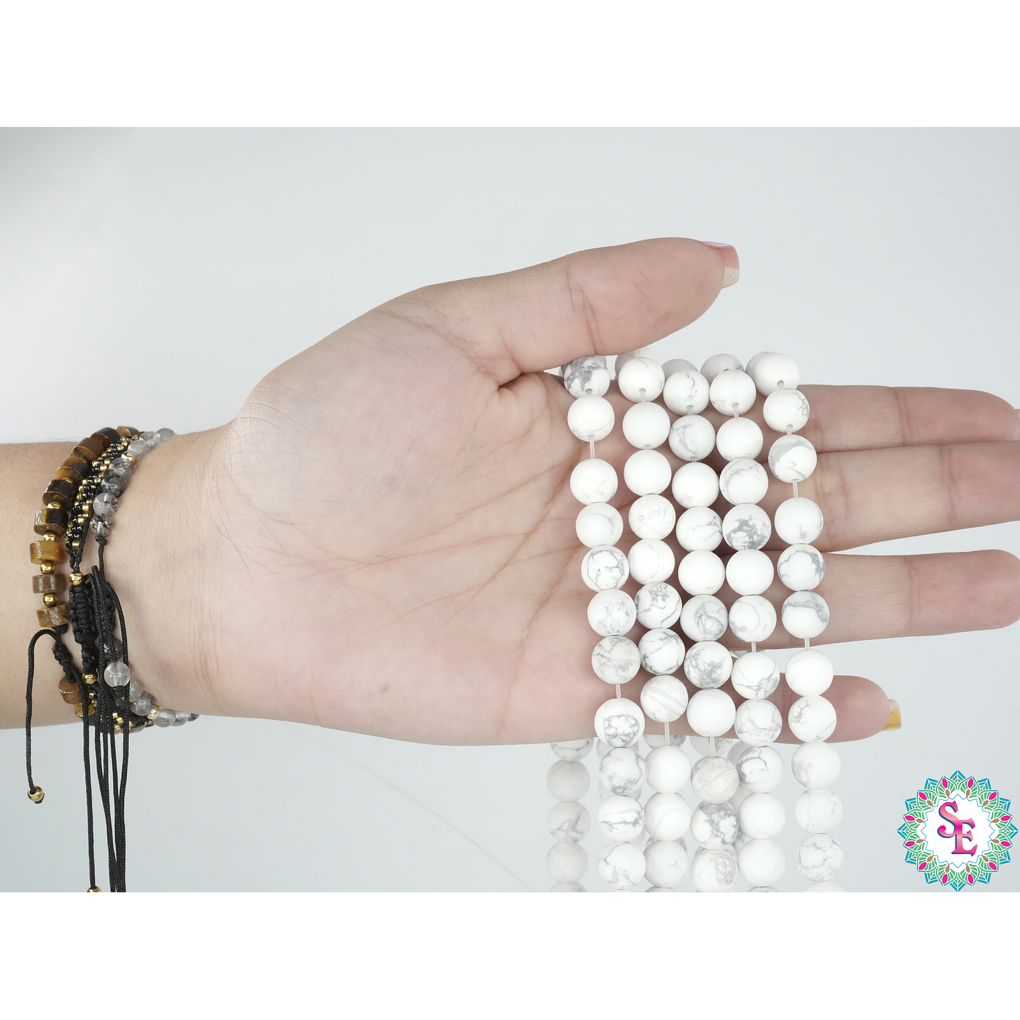 SARTA DE PIEDRA NATURAL LISA # 8MM HOWLITA  2