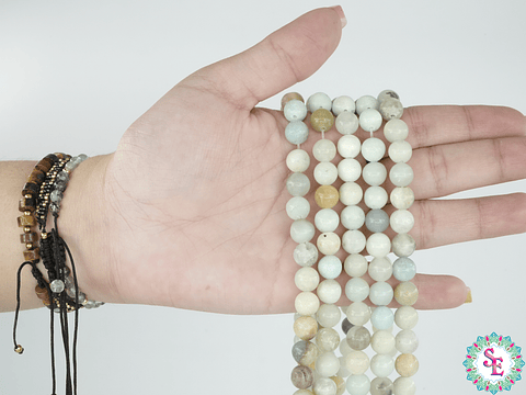 SARTA DE PIEDRA NATURAL LISA # 8MM  AMAZONITA