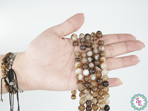 SARTA DE PIEDRA NATURAL LISA AGATA # 8MM ZARDONIX CLARO