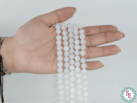 SARTA DE PIEDRA NATURAL LISA # 8MM OPALINA
