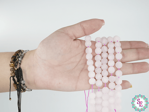 PIEDRA NATURAL LISA CUARZO # 8MM ROSADO MATE