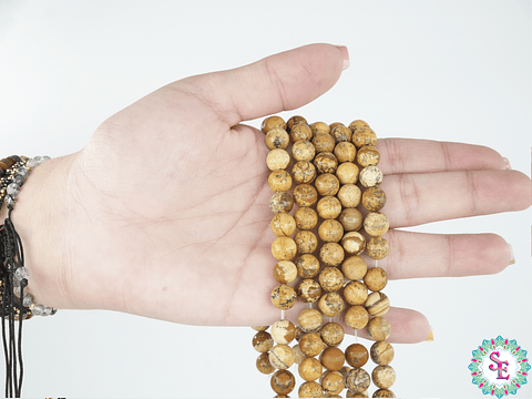 PIEDRA NATURAL LISA # 8MM  JASPER MADERA