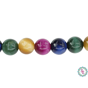 PIEDRA NATURAL LISA # 8MM OJO DE TIGRE MIX