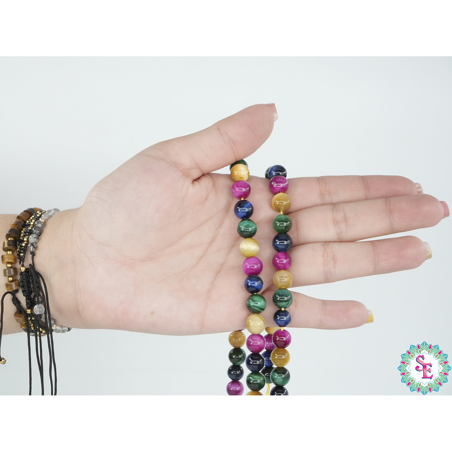 PIEDRA NATURAL LISA # 8MM OJO DE TIGRE MIX 2