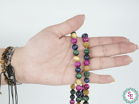 PIEDRA NATURAL LISA # 8MM OJO DE TIGRE MIX