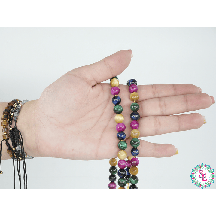 PIEDRA NATURAL LISA # 8MM OJO DE TIGRE MIX 2