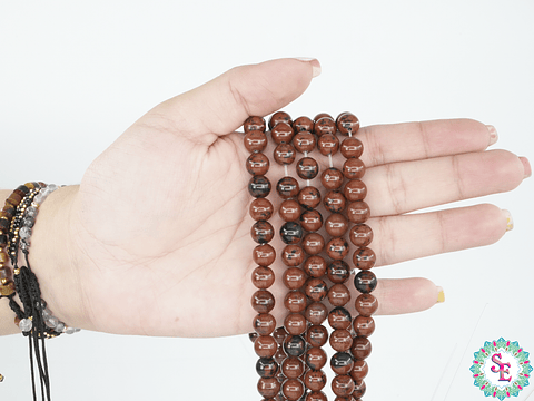 PIEDRA NATURAL LISA  # 8MM MAHOGANY OBSIDIANA