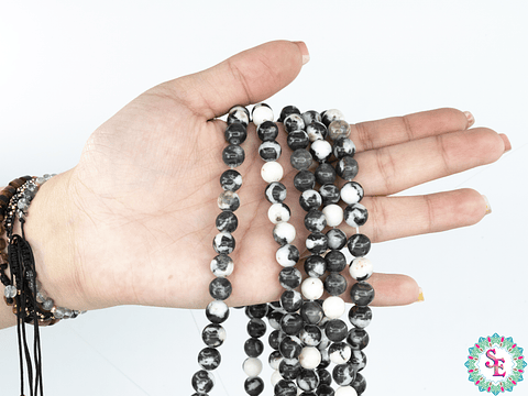 PIEDRA NATURAL LISA  # 8MM ZEBRA JASPER