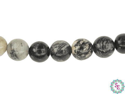 PIEDRA NATURAL LISA # 8MM BLACK WEB JASPER