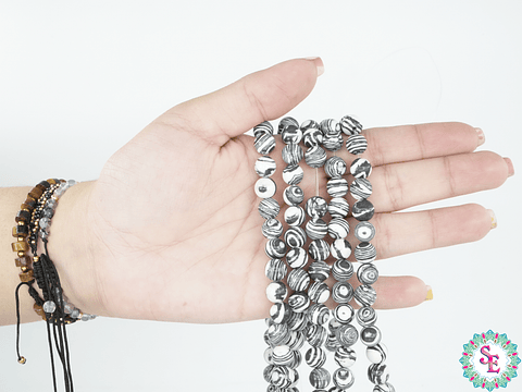 PIEDRA NATURAL LISA  # 8MM MALAKITA BLANCA