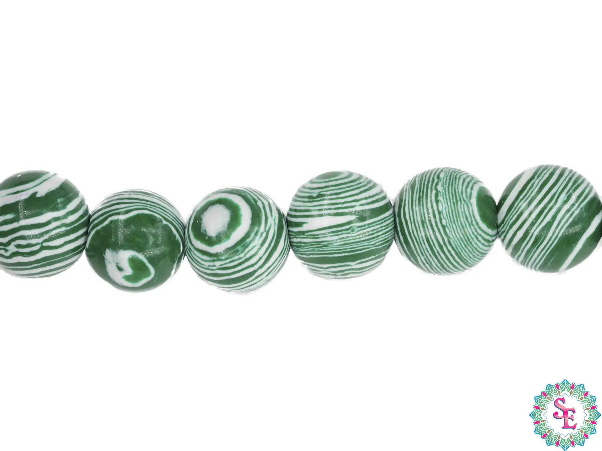 PIEDRA NATURAL LISA  # 8MM MALAKITA VERDE 1