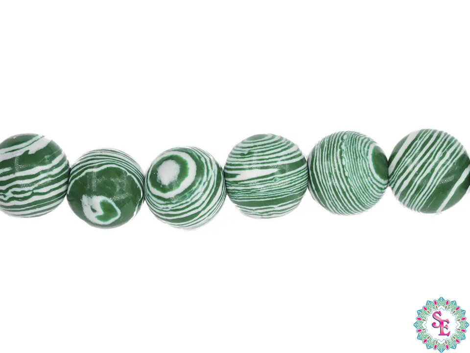 PIEDRA NATURAL LISA  # 8MM MALAKITA VERDE 1
