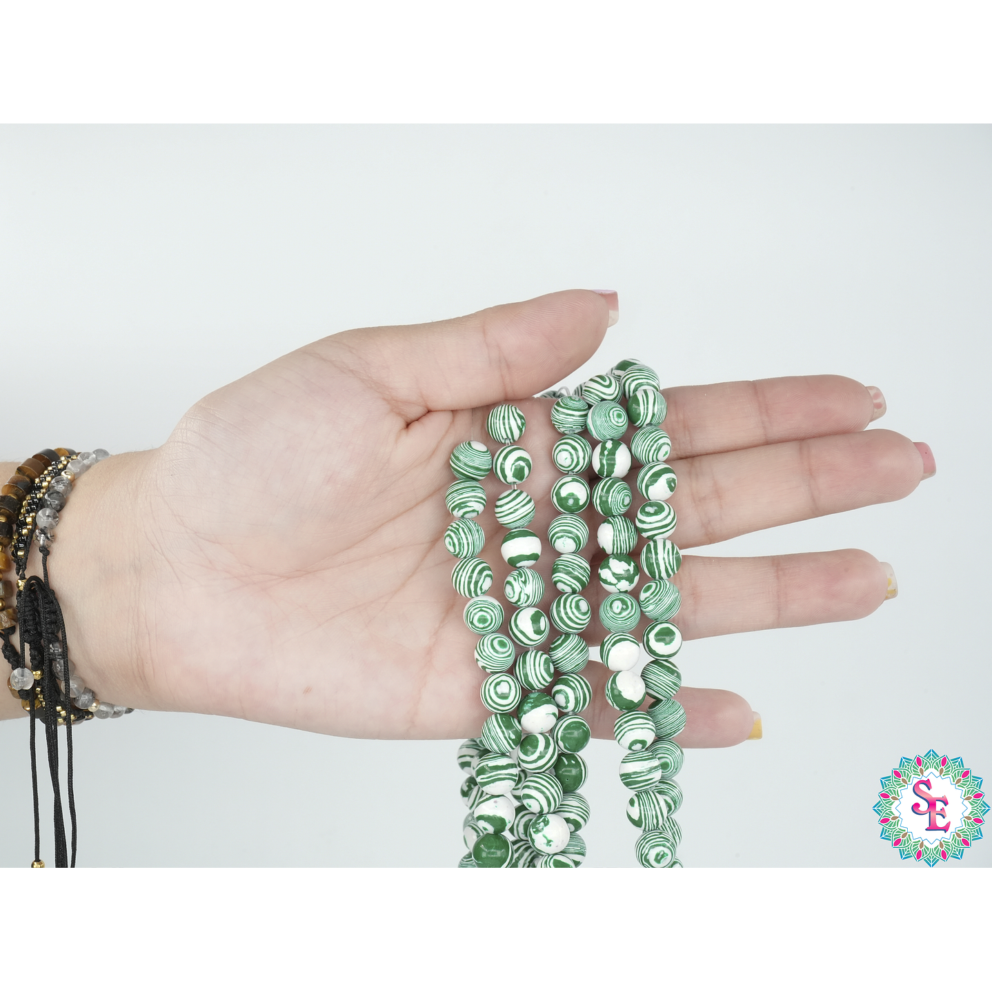 PIEDRA NATURAL LISA  # 8MM MALAKITA VERDE 2