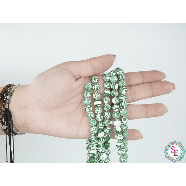 PIEDRA NATURAL LISA  # 8MM MALAKITA VERDE 2