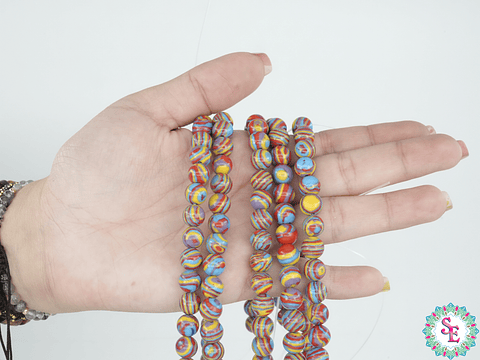 PIEDRA NATURAL LISA 8M MALAKITA MIX ROJO,AMARILLO,AZUL