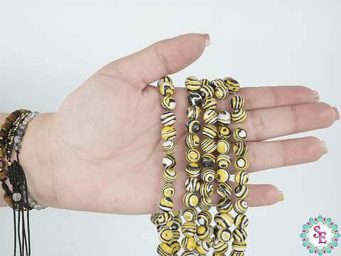 PIEDRA NATURAL LISA  # 8MM MALAKITA AMARILLA