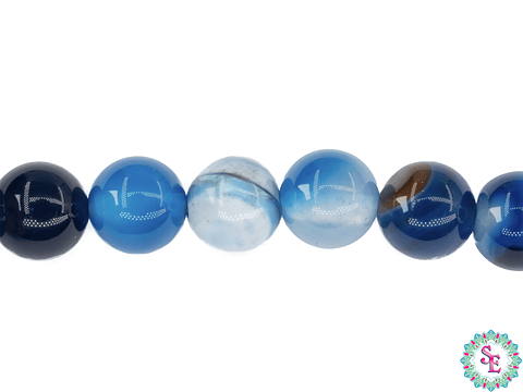 PIEDRA NATURAL LISA AGATA # 8MM AZUL CIELO 