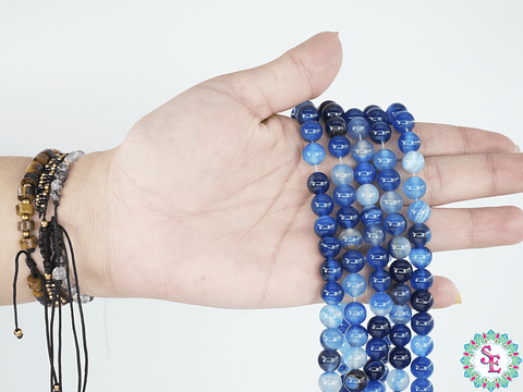 PIEDRA NATURAL LISA AGATA # 8MM AZUL CIELO 