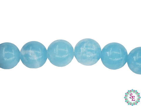 PIEDRA NATURAL LISA 8MM JASPER IMPERIAL AZUL CLARO PASTEL 