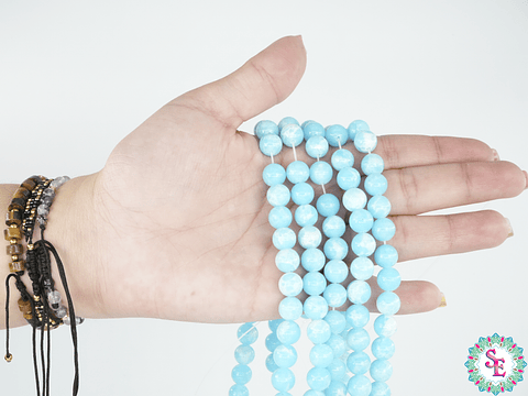 PIEDRA NATURAL LISA 8MM JASPER IMPERIAL AZUL CLARO PASTEL 