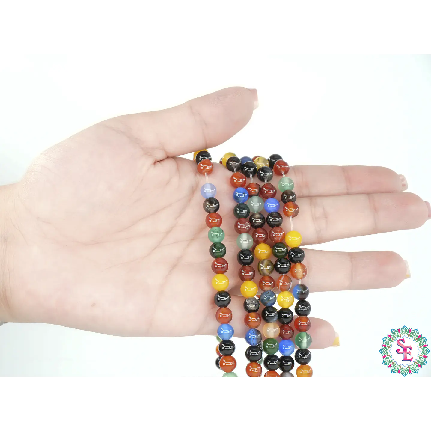 SARTA DE PIEDRA NATURAL LISA 6MM JADE MIX  2