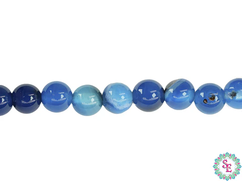 SARTA DE PIEDRA NATURAL LISA 6MM AGATA AZUL CIELO 