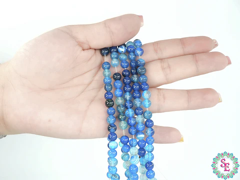 SARTA DE PIEDRA NATURAL LISA 6MM AGATA AZUL CIELO 
