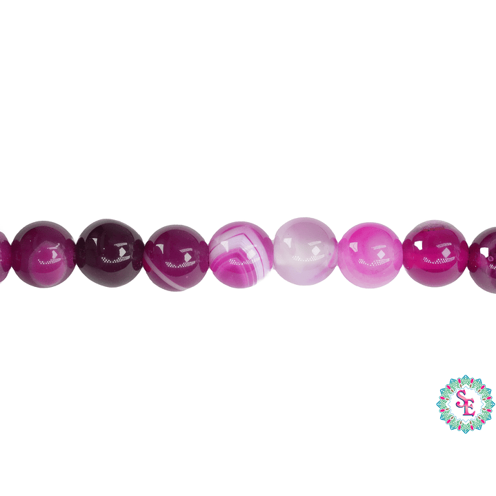 SARTA DE PIEDRA NATURAL LISA 6MM AGATA FUCSIA  1