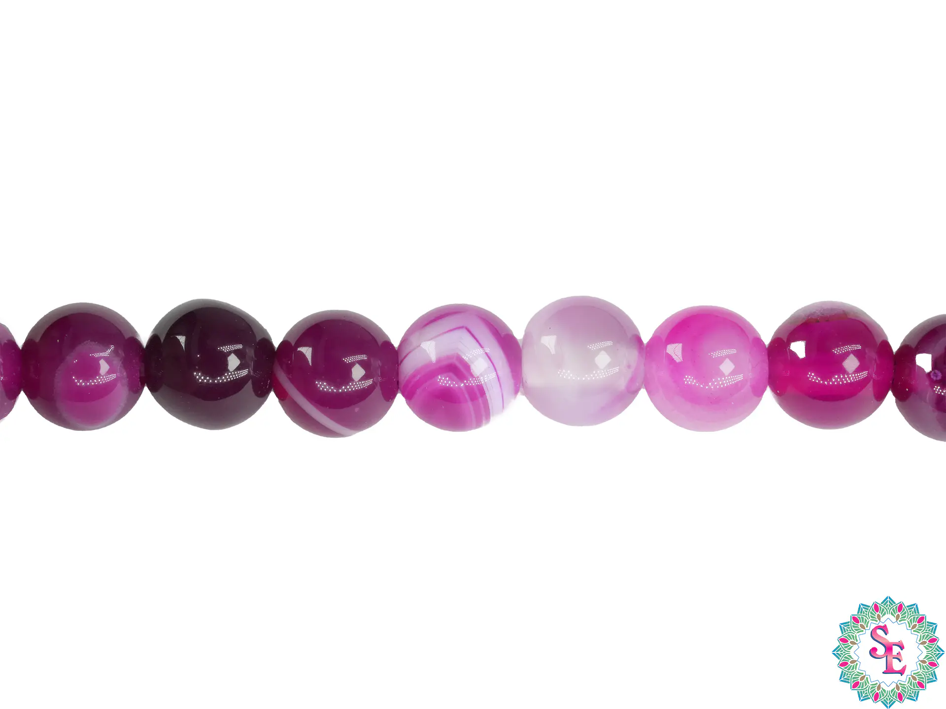 SARTA DE PIEDRA NATURAL LISA 6MM AGATA FUCSIA  1