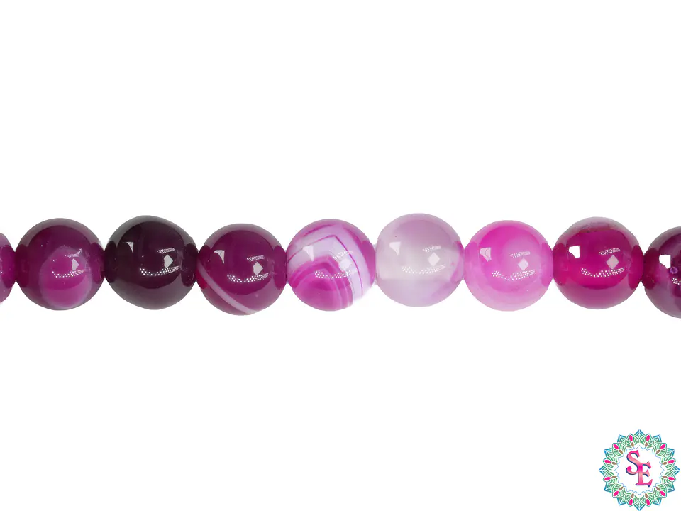 SARTA DE PIEDRA NATURAL LISA 6MM AGATA FUCSIA  1