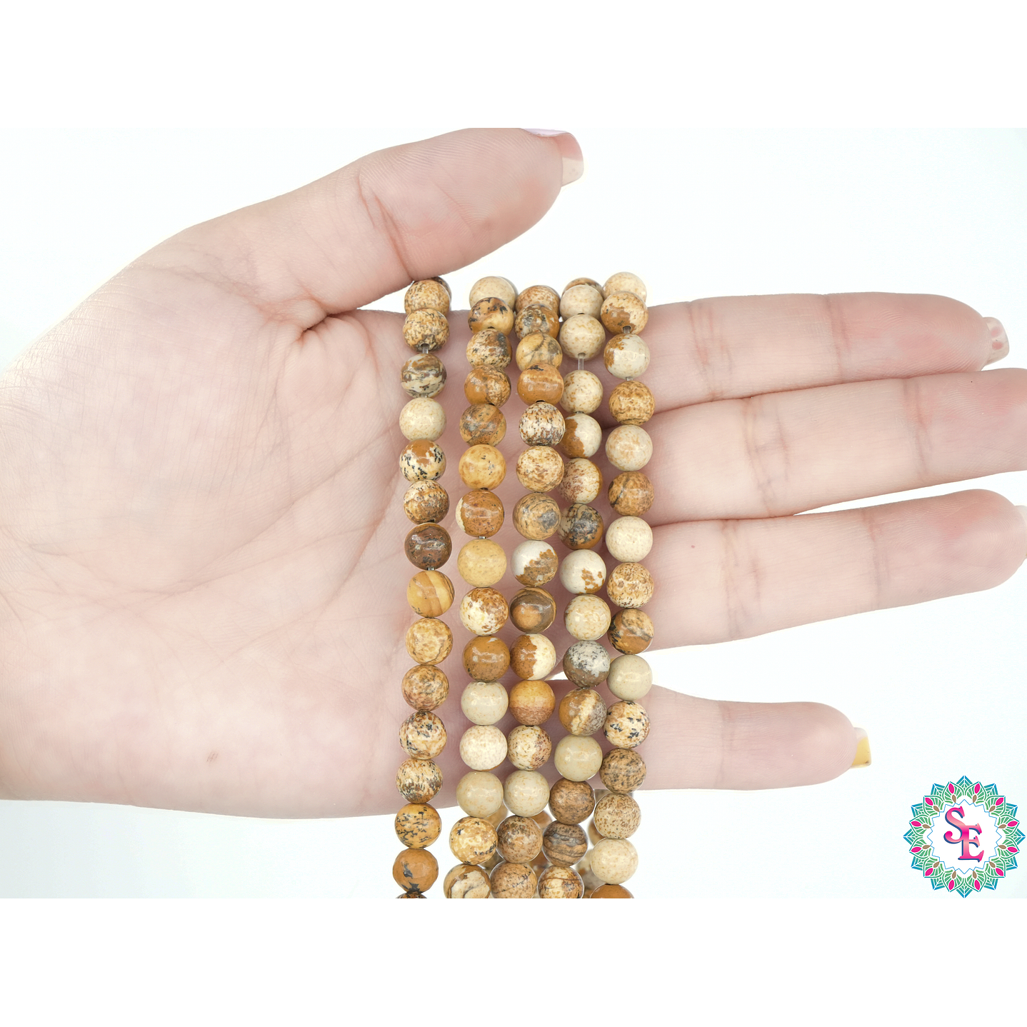 SARTA DE PIEDRA NATURAL LISA 6MM JASPER MADERA  2