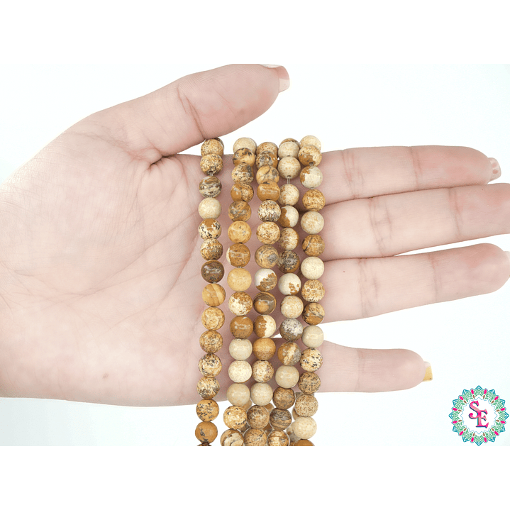 SARTA DE PIEDRA NATURAL LISA 6MM JASPER MADERA  2