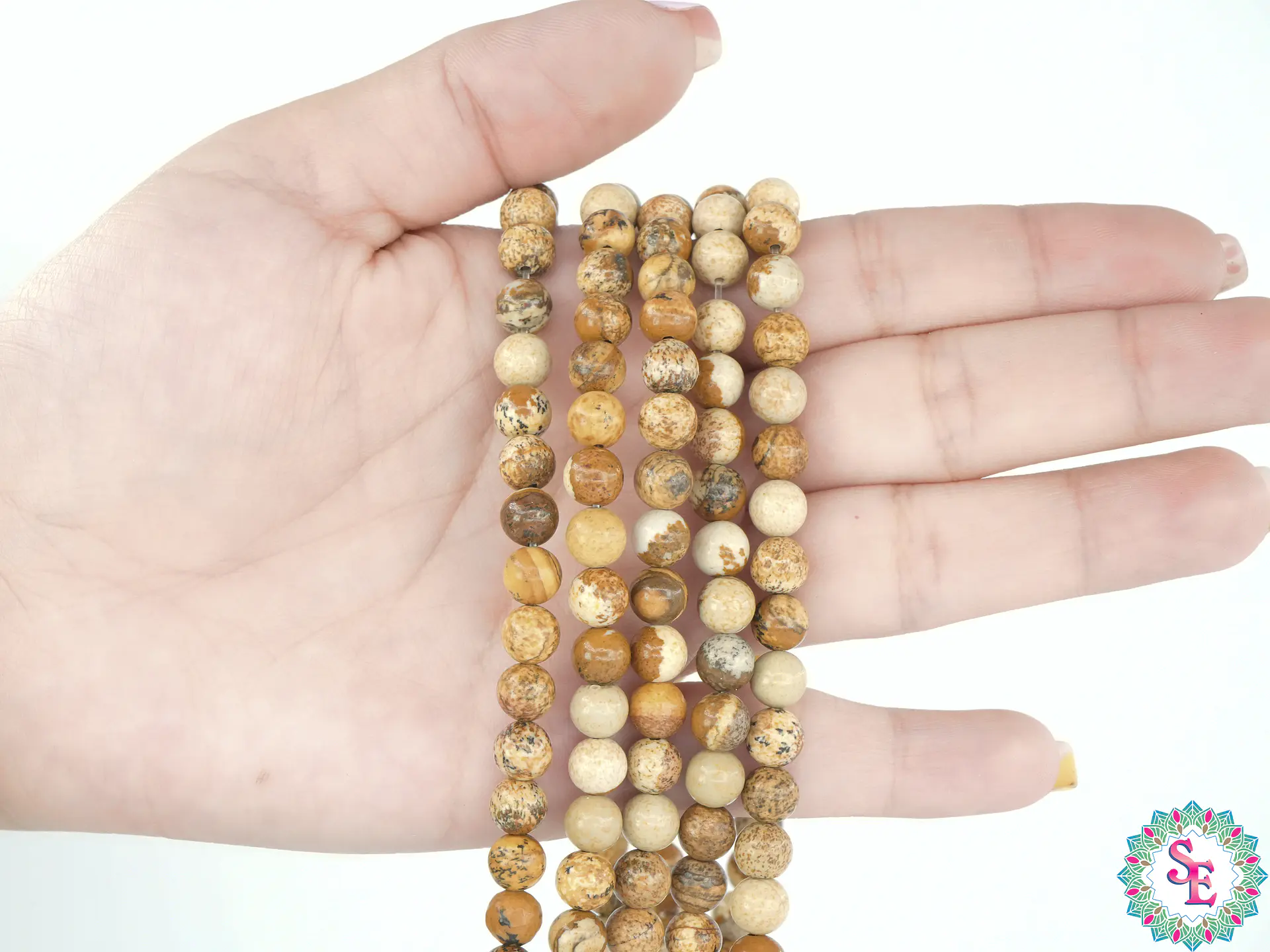 SARTA DE PIEDRA NATURAL LISA 6MM JASPER MADERA  2