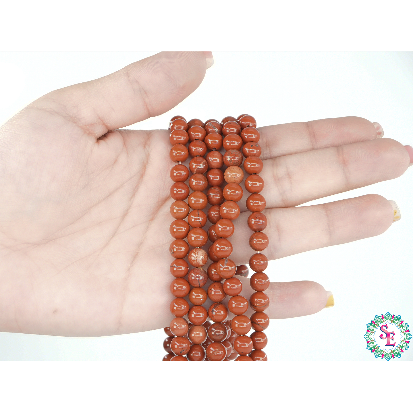 SARTA DE PIEDRA NATURAL LISA 6MM JASPER ROJO 2