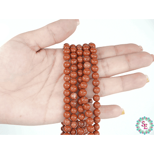 SARTA DE PIEDRA NATURAL LISA 6MM JASPER ROJO