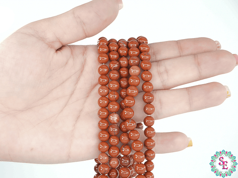 SARTA DE PIEDRA NATURAL LISA 6MM JASPER ROJO