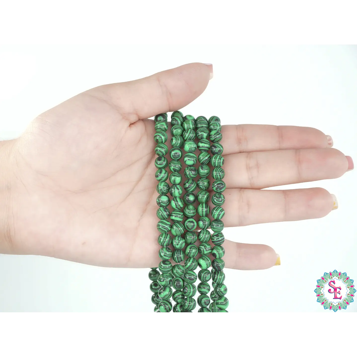 SARTA DE PIEDRA NATURAL LISA 6MM MALAKITA  2