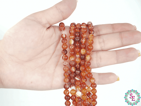 SARTA DE PIEDRA NATURAL LISA 6MM AGATA NARANJA 