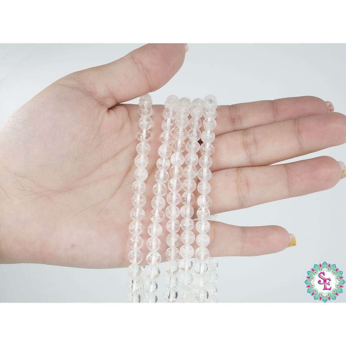 STRING OF NATURAL STONE SMOOTH 6MM QUARTZ TRASPARENT X65..