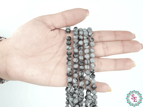 PIEDRA NATURAL LISA 6MM OBISIDIANA COPO DE NIEVE 