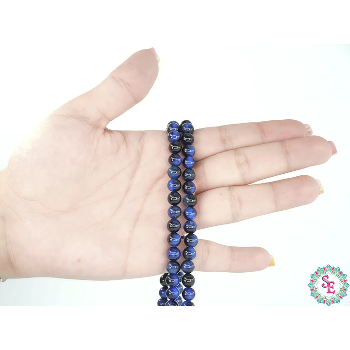 PIEDRA NATURAL LISA OJO TIGRE AZUL REY # 6MM 2