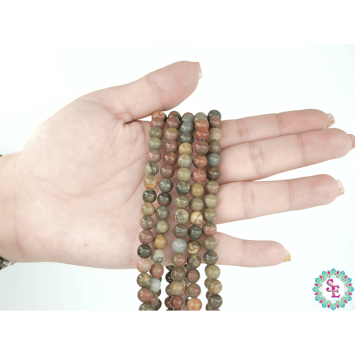 PIEDRA NATURAL LISA 6MM JASPER ROJO PICASO 2