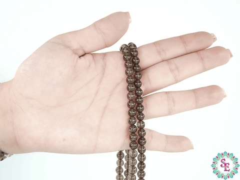 PIEDRA NATURAL LISA # 6MM  CUARZO AHUMADO