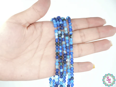 SARTA DE PIEDRA NATURAL LISA 4MM AGATA AZUL CIELO 