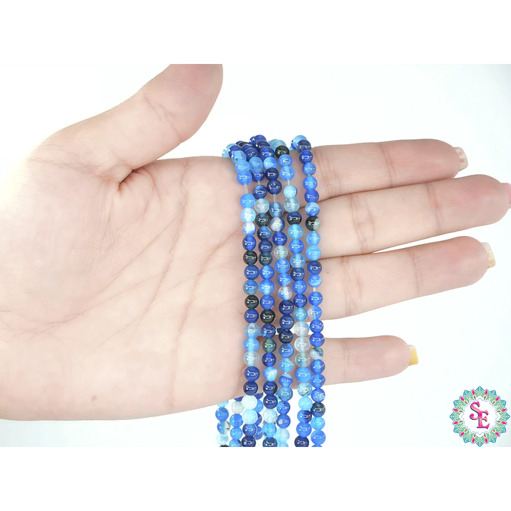 SARTA DE PIEDRA NATURAL LISA 4MM AGATA AZUL CIELO  2