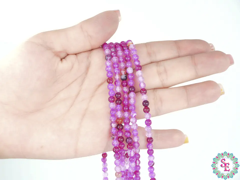 PIEDRA NATURAL LISA AGATA FUCSIA # 4MM 2
