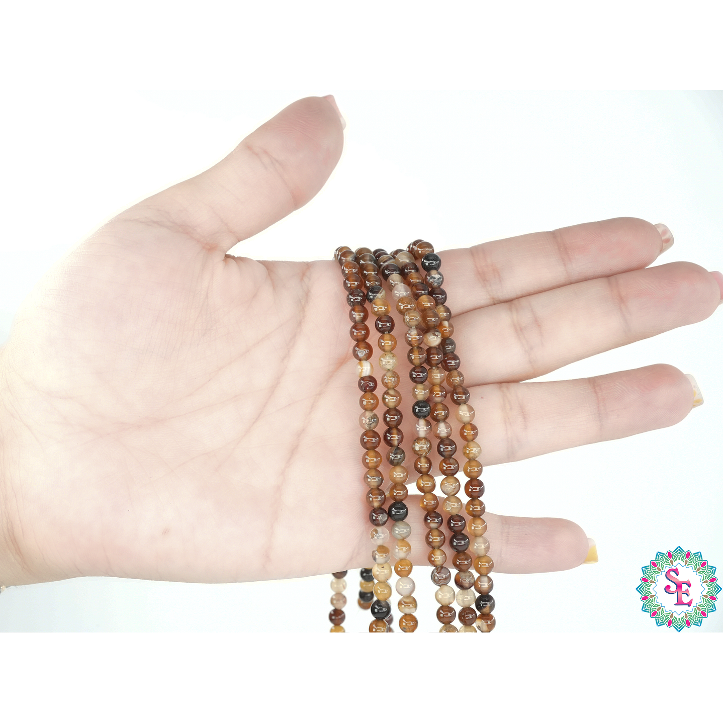 SARTA DE PIEDRA NATURAL LISA  # 4MM AGATA ZARDONIX CLARO 2